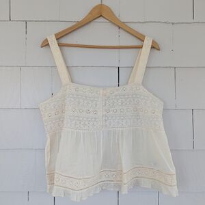 NWT American Eagle Embroidered Babydoll Tank Top Size Medium